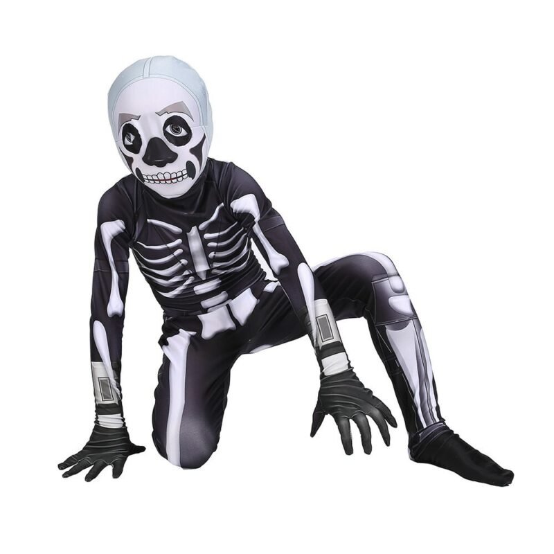 Halloween Fortress Night Skull Trooper Skeleton Cosplay Zentai Costume Bodysuit - Image 3