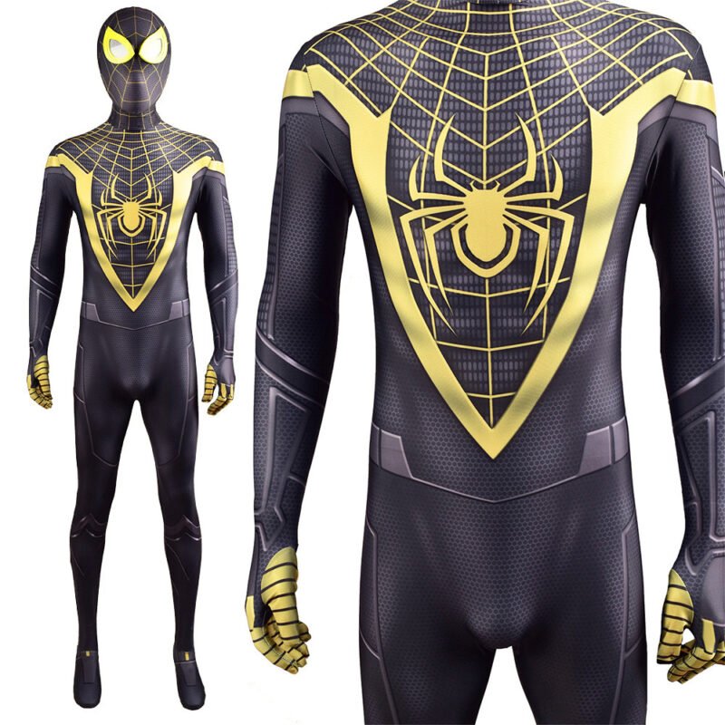 Golden Miles Morales Spider-Man Jumpsuit Spiderman Cosplay Costume Halloween X'mas Valentine's day birthday gift comic-con game outfit - Image 4