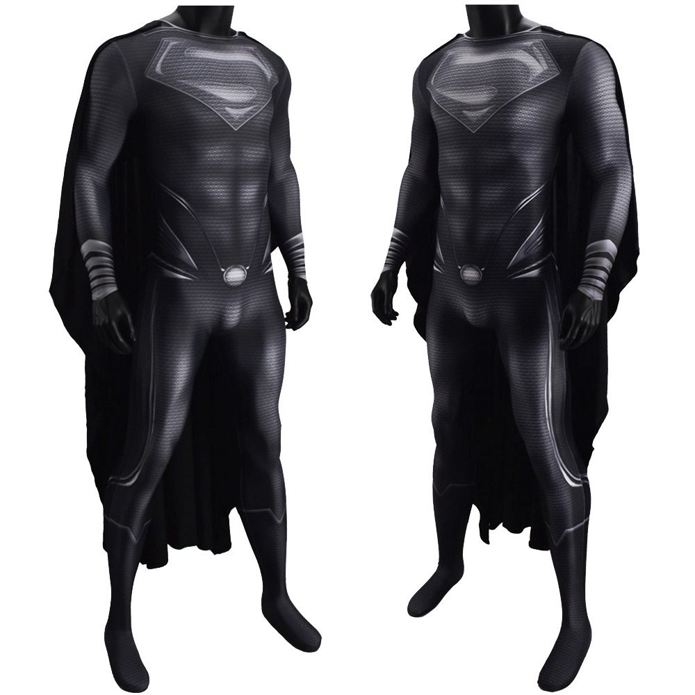 Black Superman Cosplay Costume SuperMan Printed Black Suit Halloween X’mas Valentine’s day birthday gift comic-con game outfit - Image 2