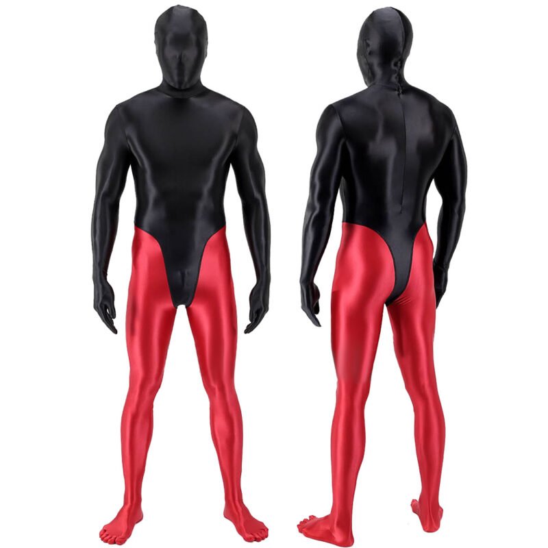SPANDEX SLICK FUNSUIT BLACK&RED - Image 2