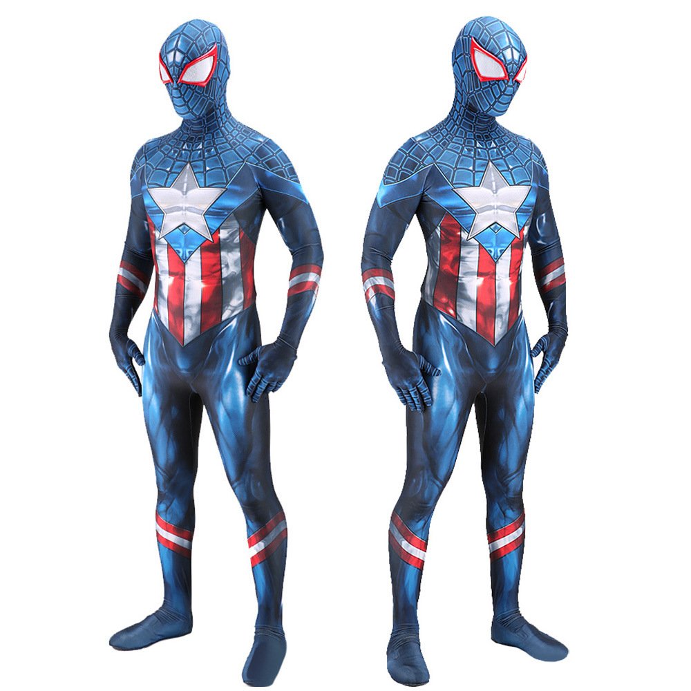 Captain America Spider-Man Jumpsuit Spiderman Cosplay Costume Halloween x’mas christmas birthday gift toys party make-up outfit - Image 2