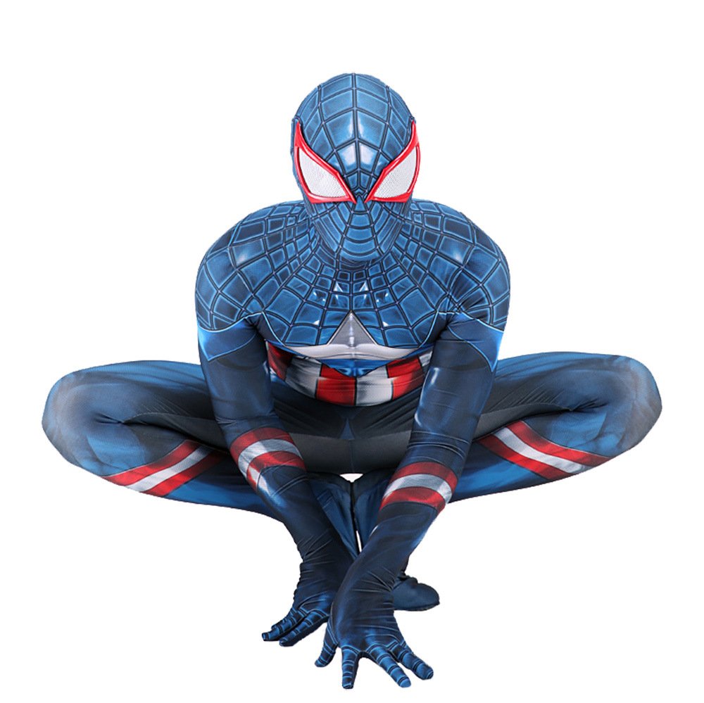 Captain America Spider-Man Jumpsuit Spiderman Cosplay Costume Halloween x’mas christmas birthday gift toys party make-up outfit - Image 3